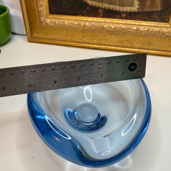 Vintage Holmegaard Per Lutken Light Blue Art Glass Dish Ashtray Signed & Number - Picture 14 of 15